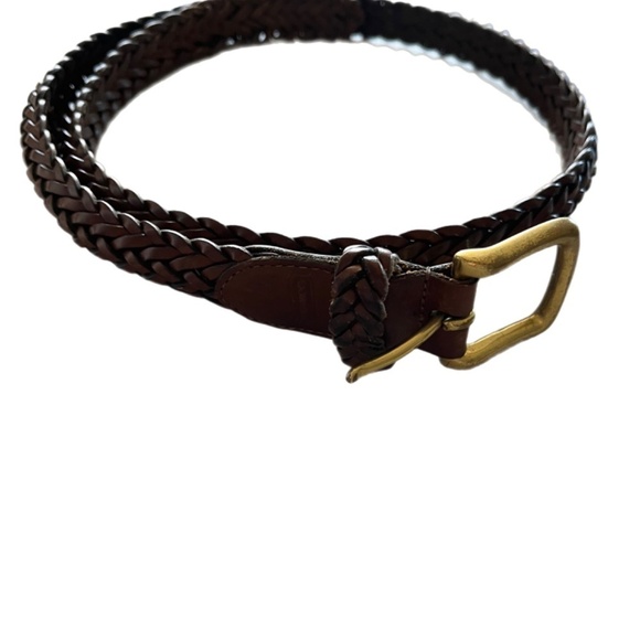 Coach Brown Braided Leather Belt Classic Designer Women size 36 minimalist boho